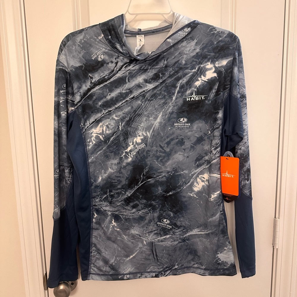 Gray and Blue Artistic Sweatshirt with Crew Neck